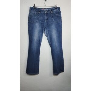 Kiss Therapy Bootcut Jeans Size 14 Blue Denim Stretch Y2K‎ Embroidered Pockets